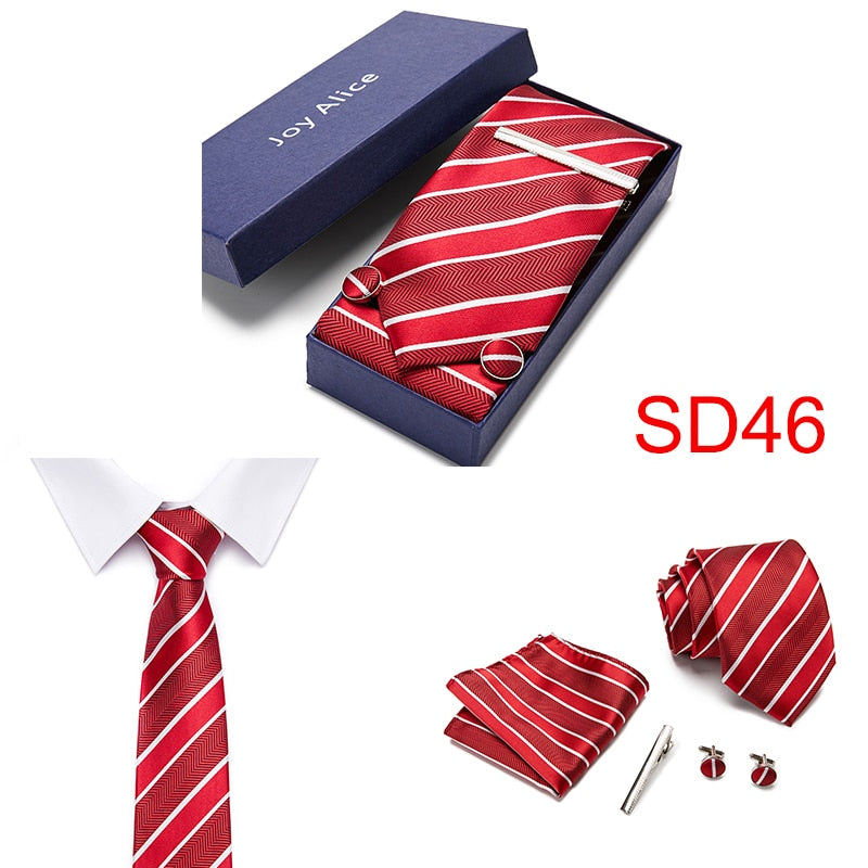 Gift Box 38 styles Tie Set Hanky Cufflinks With Gift Box Jacquard Woven Neckties Set For Men Wedding Party Lots of  accessories