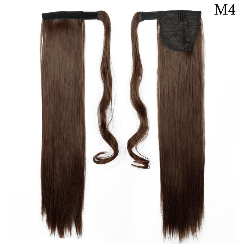 S-noilite Synthetic Women Drawstring Long Straight Hair Extensions Piece clip in Wrap Around Ponytail Multi-Colors Real Natural