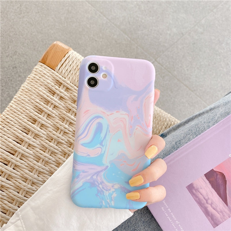 Lovebay, funda de mármol colorida a la moda para iPhone 13 12 11 Pro Max SE 2020 XR XS Max X 7 8 Plus, funda trasera de lujo con gradiente Floral