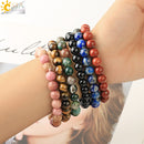 CSJA 8mm Natural Stones Strand Bracelets Single Color Round Beaded Healing Elastic Bracelet for Women Simple Trendy Jewelry G432