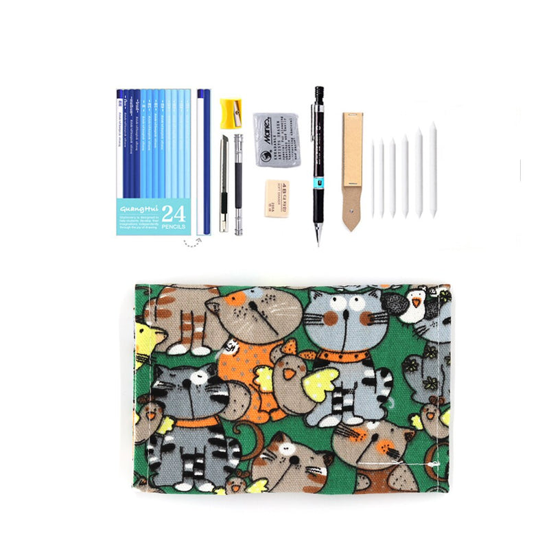 Professionelles 28/38-teiliges Skizzen-Bleistift-Set zum Skizzieren von Holzkohle-Zeichnungs-Kits aus Holz, Bleistiftbeutel für Maler, Schüler, Kunstbedarf