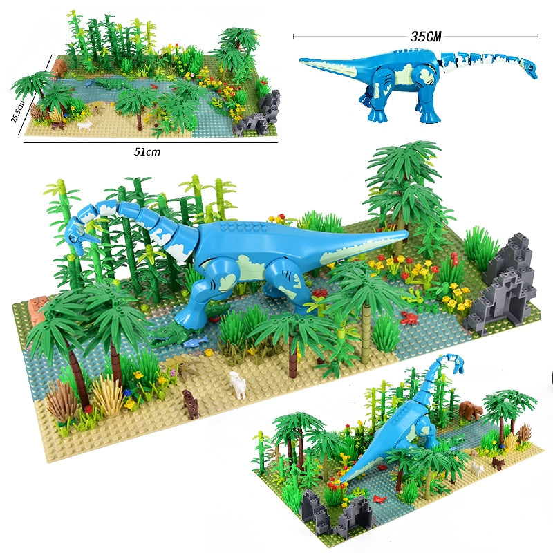 New Jurassic Dinosaur Rainforest Animals DIY Blocks Dinosaurs Mini Models Building Blocks Bricks Kid Dino Toys For Children