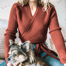 Autumn Winter Knitted Sweater Women V-neck Slim Pullovers Sweater Ladies Wrap Sweaters Female Casual Sweater Jumper