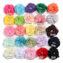 240PCS 5.5cm 2" Pearl Cluster Rhinestone Center Chiffon Hair Flower Hand Sewing Flower Boutique For Baby Headbands
