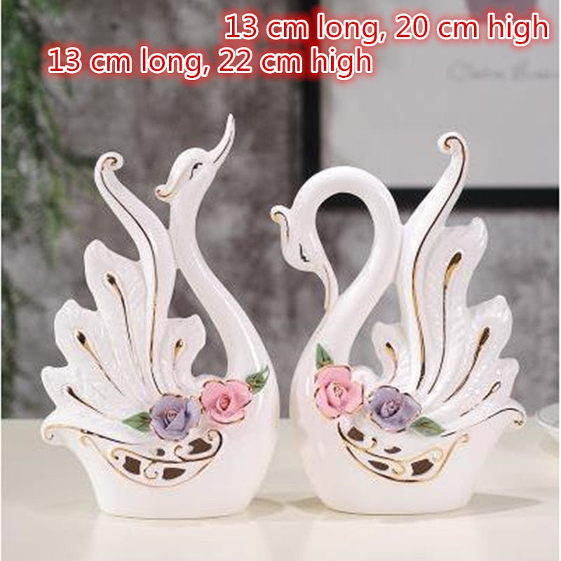 Ceramic swan crafts, wedding gifts, creative home decorations, office creative desktop ornaments