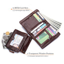 BULLCAPTAIN, billetera corta con hebilla de tres pliegues y cremallera, billetera de cuero de vaca para hombre, monedero, tarjetero, tarjetero RFID