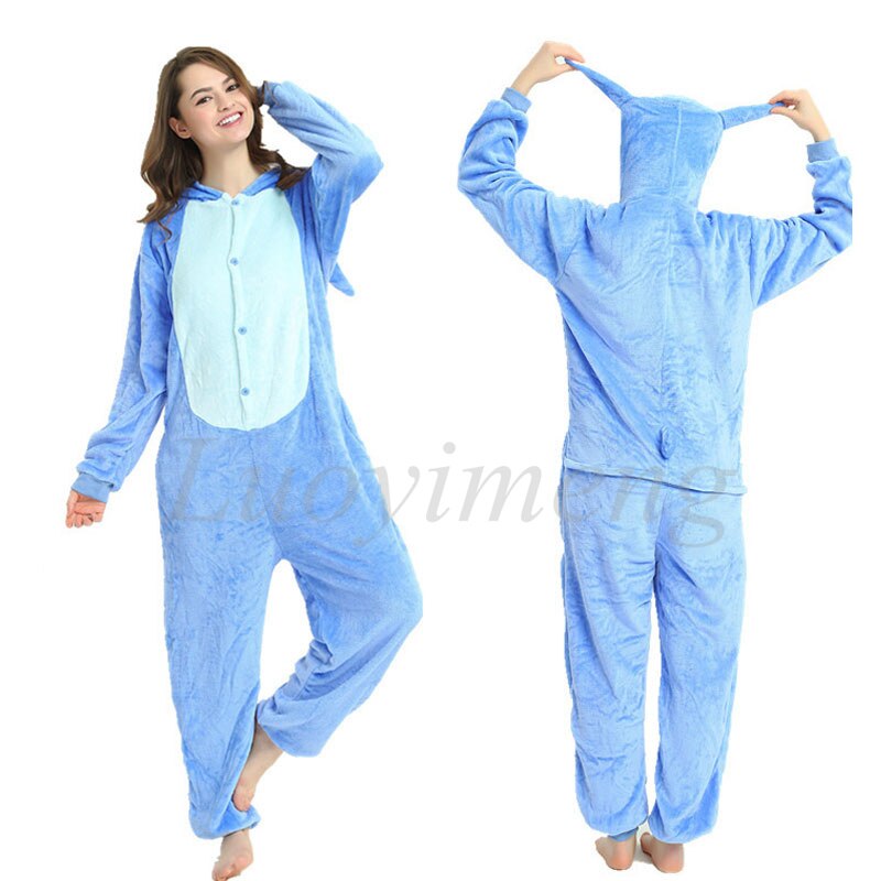 Kigurumi Unicornio Pijama Stitch Adulto Animal Onesie Mujeres Hombres Pareja Pijamas Invierno Pijamas Traje Panda Ropa de dormir Pijamas de franela