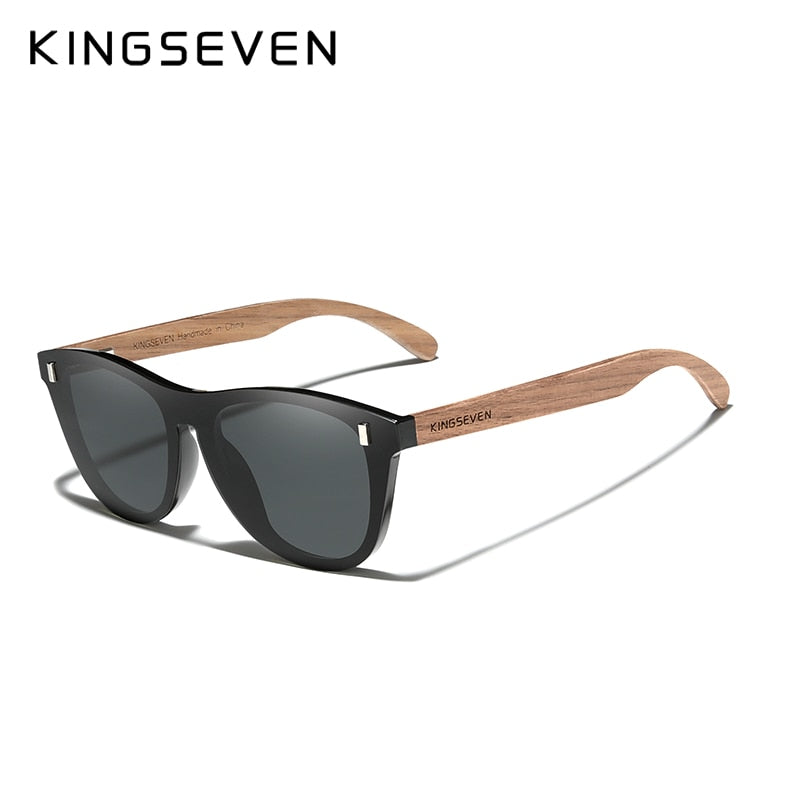 KINGSEVEN Handmade Black Walnut Sunglasses Wood Polarized Sunglasses Men Women UV400 Protection Original Wood Accessories