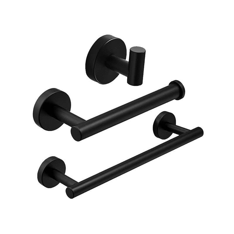 SUS304 Black Bathroom Hardware Set Towel Bar Rack Toilet Paper Holder Robe Hook Stainless Steel Gold Bathroom Accessories