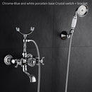 Luxury Crystal Handle Bathtub Gold Brass Faucet with Hand Shower Telephone Type Bath Faucets Sets Mixer Tap Wall Mounted EL8310G