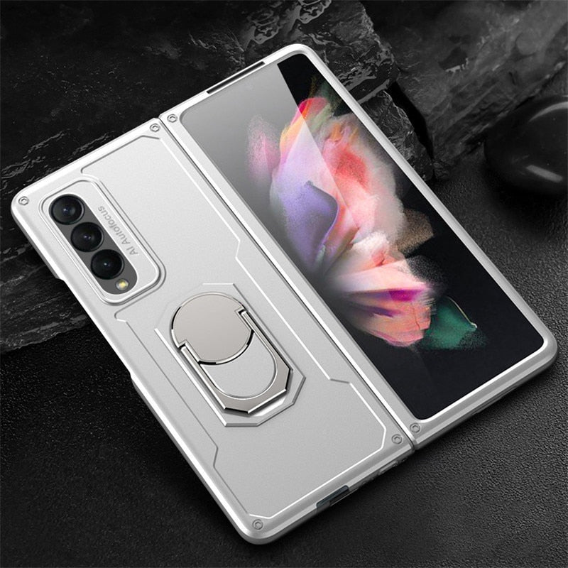 For Samsung Galaxy Z Fold 3 5G Case Armor Ring Holder Case 360 Bracket Hard PC Protective Cover For Galaxy Z Fold 3 2