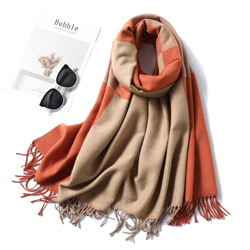 Winter Cashmere Scarf Women Thick Warm Shawls Wraps Lady Solid Scarves Fashion Tassels Pashmina Blanket Quality Foulard 2022 New