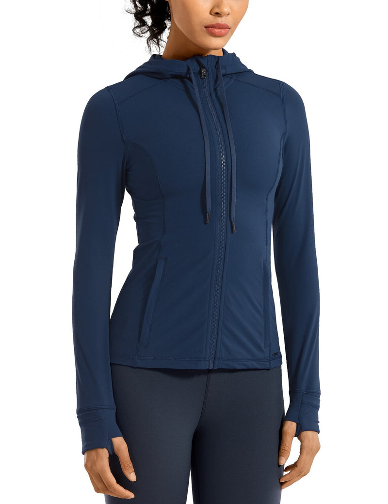 Sportbekleidung Damen Sportjacke Damen matt gebürstet Full Zip Hoodie Mäntel Oberbekleidung mit Kapuze Workout Sportjacken Taschen