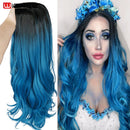 Wignee Pink Hair Synthetic Wig Long Wavy Wigs Heat Resistant For Women Daily/Party Natural Black to Brown/Purple/Ash Blonde Wig