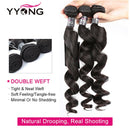 Yyong Hair Peruanische Lockere Welle 3/4 Bündel Echthaar mit Spitzenverschluss 4x4 Spitzenverschluss mit Bündeln Remy-Haar in natürlicher Farbe