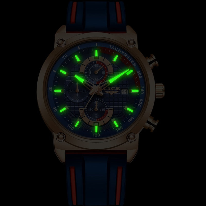 Nuevo Top moda cronógrafo cuarzo hombres relojes LIGE correa de silicona fecha reloj de pulsera masculino luminoso reloj Relogio Masculino