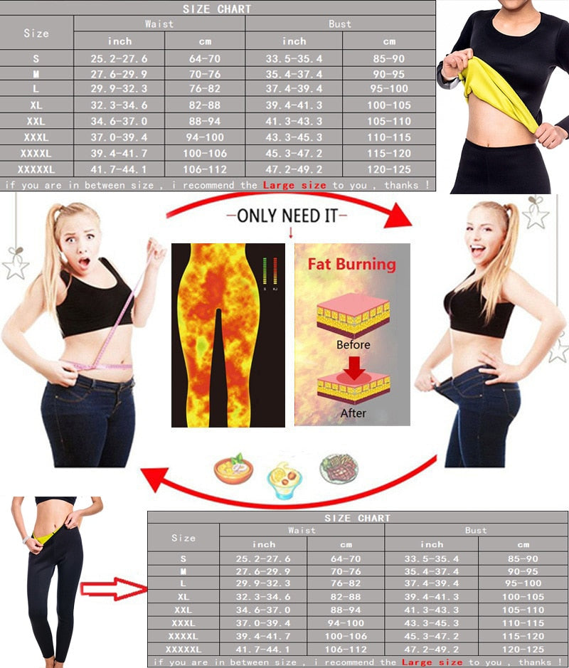 Twinso Schlankheitshose + Shirt Damen Sport Set Neopren Saunaanzug Gewichtsverlust Body Shaper Taillentrainer Bluse Legging Trainingsanzug