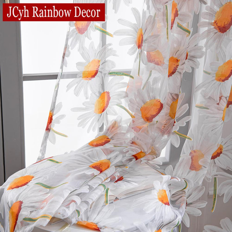 Floral Sheer Curtains For Living Room Bedroom Door Tulle Curtains Voile Kitchen Curtains For Window Kids  Baby Room Curtain