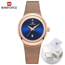 NAVIFORCE Luxury Brand Watches for Women Fashion Casual Ladies Quartz Wristwatch Rose Gold Stainless Steel Waterproof Clock Girl