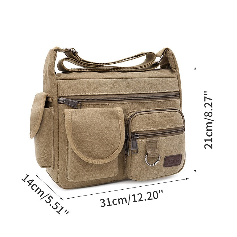 Bolso bandolera de lona para hombre, bandolera encerada resistente al agua Vintage, maletín, bolso de hombro acolchado para bolso de mano masculino