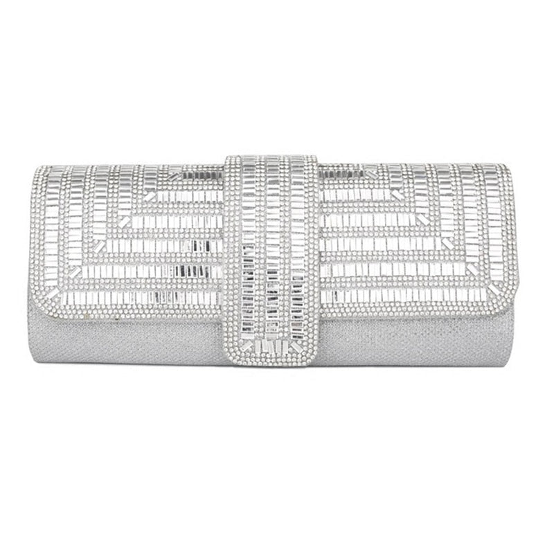 Black Clutch Purse and Handbag with Rhinestone Women&