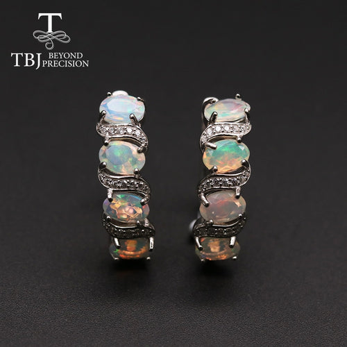 TBJ, gute Qualität Äthiopien Opalverschluss Silberohrring Ovalschliff 4 * 6 mm 4 Karat 925 Sterling Silber Schmuck für den täglichen Gebrauch von Frauen