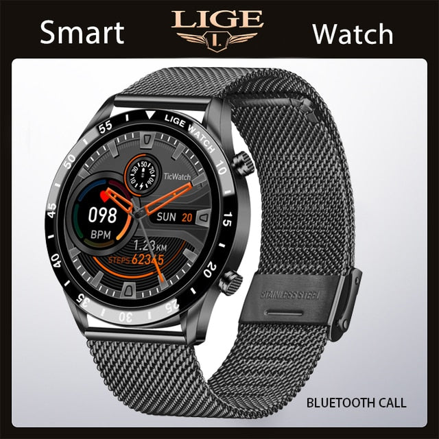 LIGE 2022 Smart Watch Men Full Touch Sport Fitness Watch Blood Pressure Waterproof Bluetooth Call For Android Ios Smartwatch Men