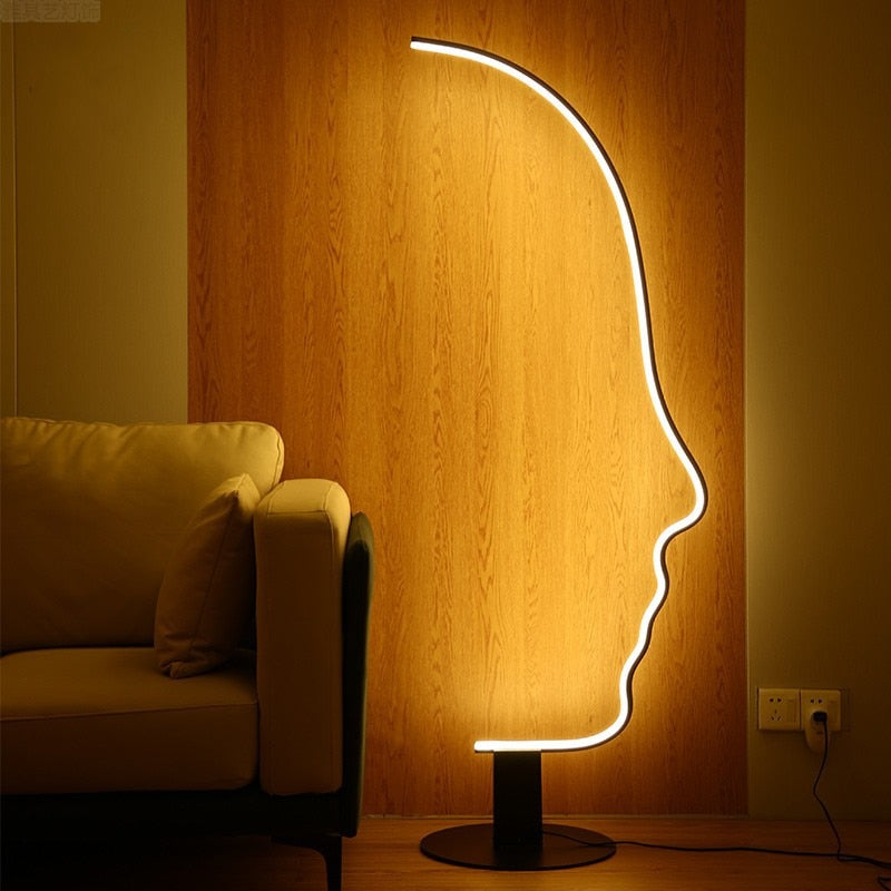 Luz de suelo nórdica cara humana cuerpo negro LED lámpara de pie Hotel sala de estar dormitorio arte decoración del hogar estilo iluminación de suelo