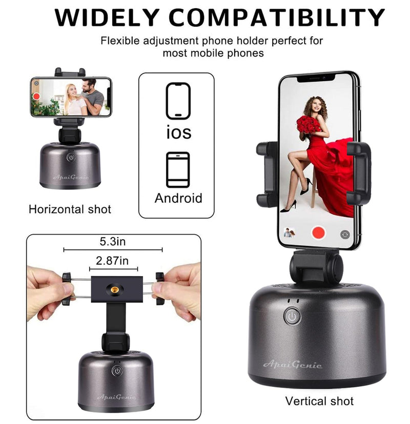 APAI GENIE II 360 ° Rotation Smart Selfie Stick Auto Face Object Tracking Kamera Stativhalter Smart Shooting Phone Mount