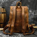 Vintage Crazy Horse Leder Herren Rucksack Unisex Rindsleder 14" Laptop Rucksack Damen dickes echtes Leder Schultasche Freizeittasche