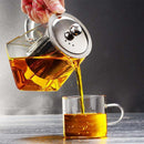 BORREY Hitzebeständige Glas-Teekanne mit Edelstahl-Tee-Ei, Filter, Blumen-Teekessel, Kung-Fu-Tee-Set, Puer-Oolong-Teekanne