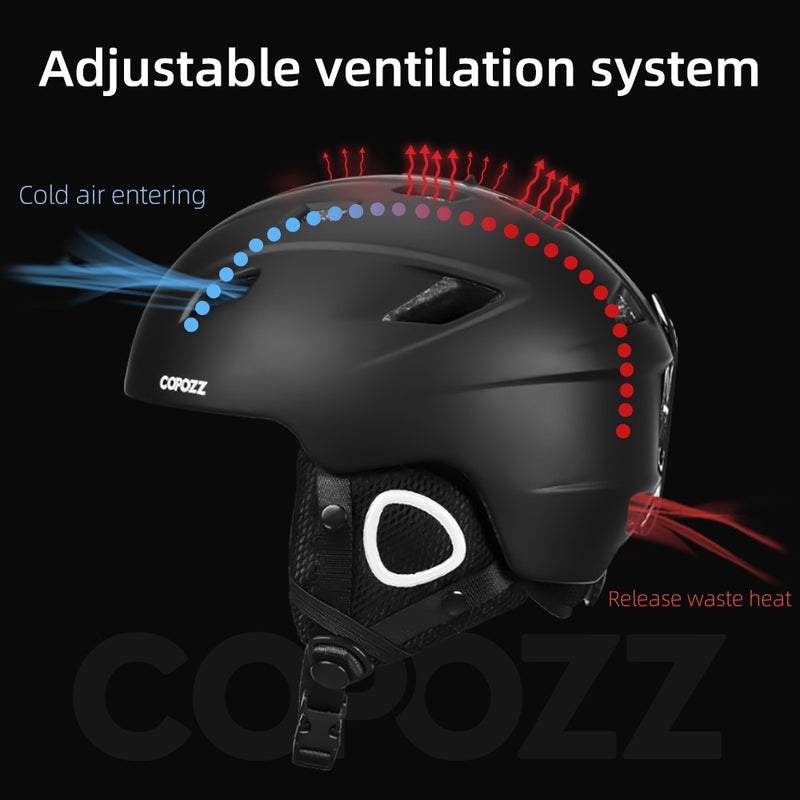 COPOZZ Leichter Skihelm mit Sicherheit Integral geformter Snowboardhelm Motorrad Skifahren Schnee Mann Männer Frauen Kind Kinder