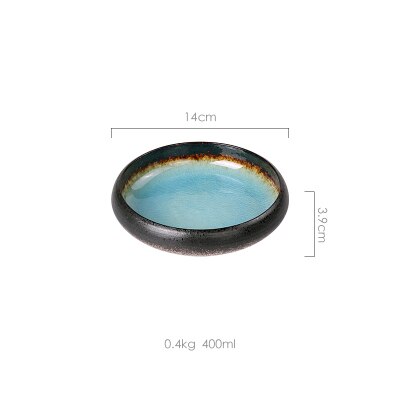 1Pcs KINGLANG Creative Kiln Ice Split Glaze Ceramic Plate Japanese Sushi Sashimi Plate Dish Salad Plate