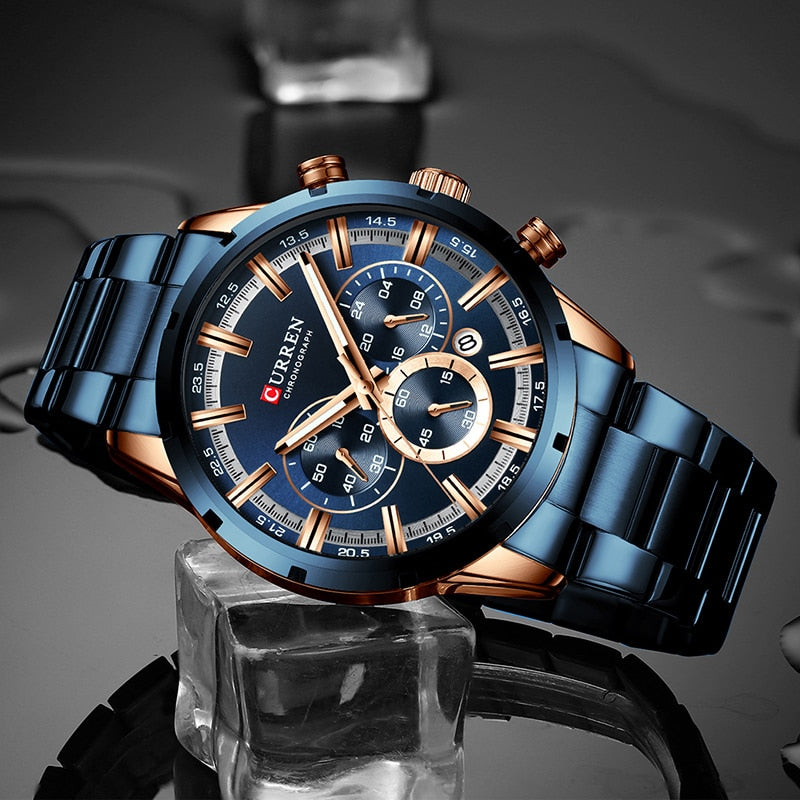 CURREN Herrenuhr Top-Marke Luxus Sport Quarz Herrenuhren Vollstahl Wasserdicht Chronograph Armbanduhr Herren Relogio Masculino