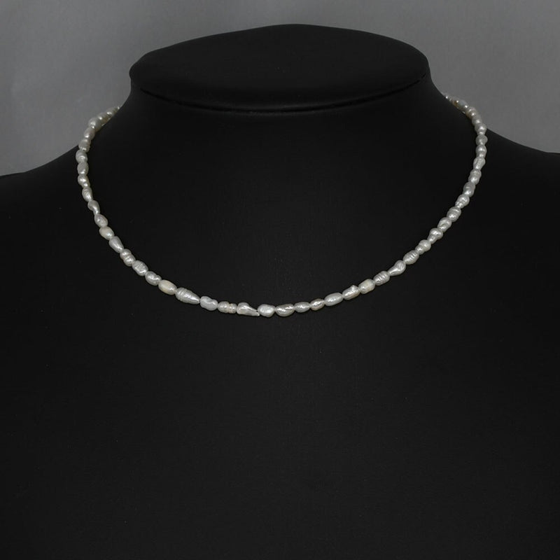 Trendy Hot New Minimalist Real Pearl Necklace 2mm/3-4mm Size Freshwater Pearl Necklace Choker Simple Delicate Jewelry for Women