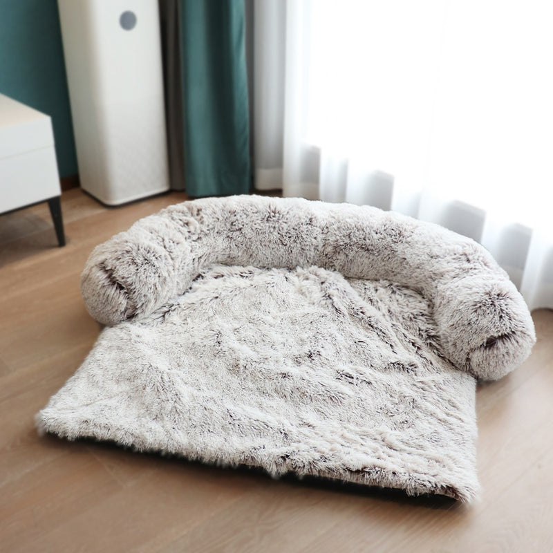 Funda de sofá cama para perros, alfombrilla de felpa calmante, manta extraíble para mascotas, colchón, camas para gatos, cojín cálido para dormir, almohada, sofá, Protector de muebles