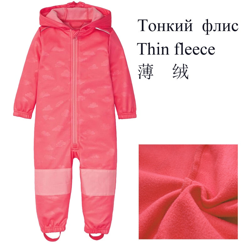 2021 2-10 year old children's outdoor coveralls, windproof and rainproof jumpsuits, soft shell jackets kids clothes