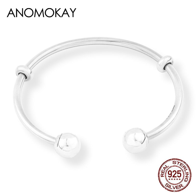 Anomokay nuevo 100% Plata de Ley 925 lindo pequeño León brazaletes pulseras para niños moda regalo de cumpleaños S925 joyería de plata