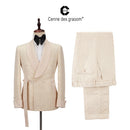 Cenne Des Graoom Neue Herrenanzug Maßgeschneiderte Kostüm 2 Teile Blazer Hose Schalkragen Satin Hochzeit Party Bräutigam Smoking Auf der Bühne