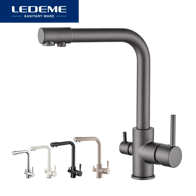 LEDEME Waterfilter Taps Kitchen Faucets Mixer Drinking Water Filter Multi-color Kitchen Faucet Sink Tap Water Tap Black White