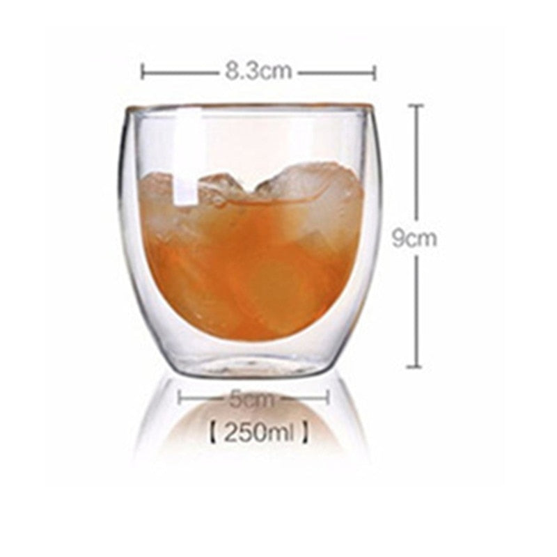 80/250/350/450ml Heat-resistant Double Wall Glass Cup Beer Coffee Cups Handmade Healthy Drink Mug Tea Mugs Transparent Drinkware