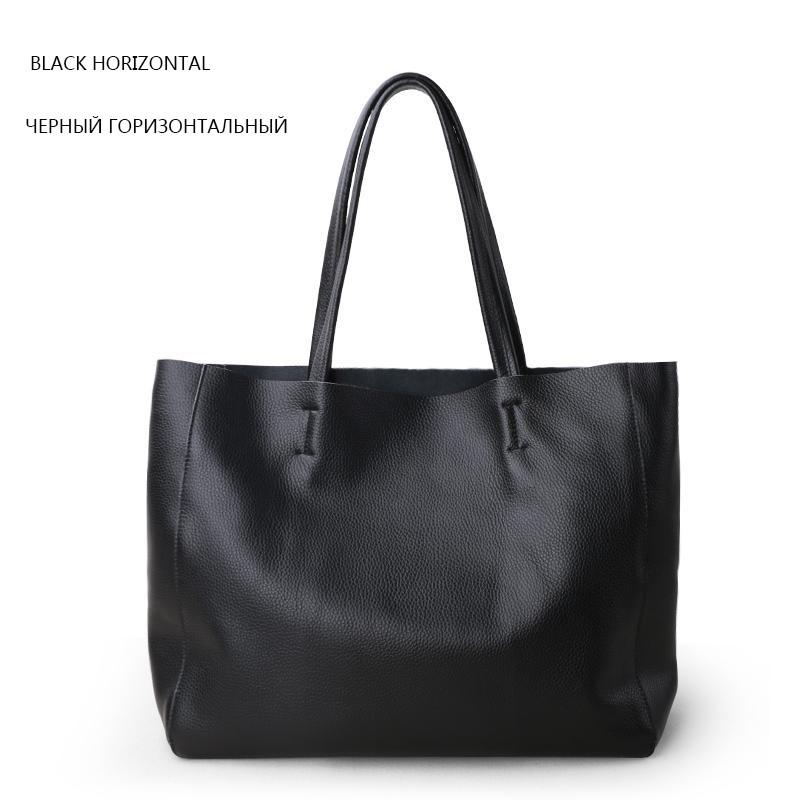 Bolso de hombro de cuero informal Simple para mujer, diseñador de marca de lujo, bolsos de mano de cuero genuino para mujer, bolso de viaje, bolso de mano grande para mujer