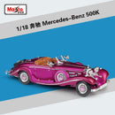 Maisto 1:18 Mercedes-Benz 500K Blcak Classic Car Simulation Alloy Car Model Collection Decoration Gifts toy