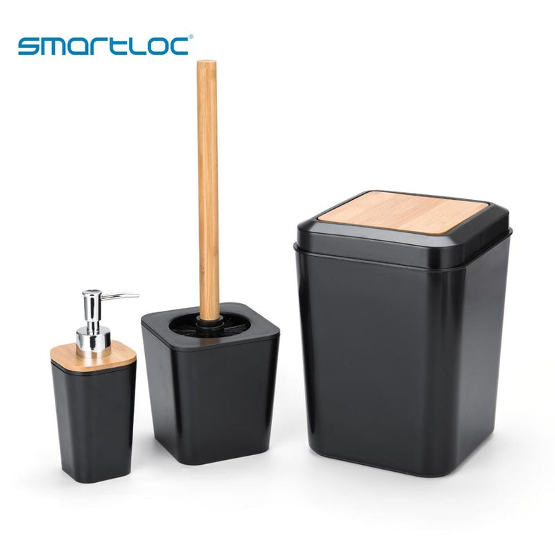 smartloc 6-teiliges Badezimmer-Accessoires-Set aus Kunststoff, Zahnbürstenhalter, Zahnpastaspender, Seifenkiste, Toilette, Dusche, Aufbewahrung