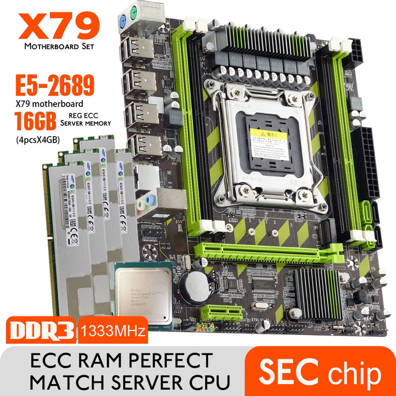 X79G X79 Motherboard Set mit LGA2011 Combos Intel Xeon E5 2689 CPU 4 x 4 GB = 16 GB Speicher DDR3 RAM 1333 MHz PC3 10600R D3