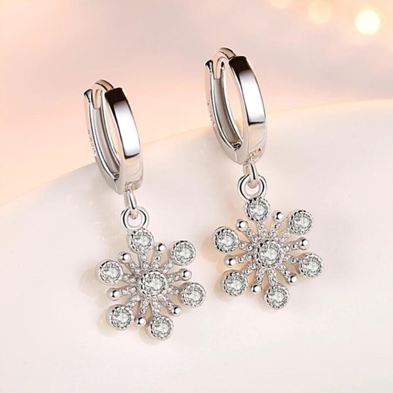 NEHZY S925 Stamp silver new woman jewelry Fashion High Quality Retro Hollow Snowflake Crystal Simple Long Fashion Earring
