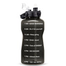 Quifit Gallon 2L Water Bottle with Straw 3.8 &amp; 2 Litre Large Capacity Tritan BPA Free Motivational Quote Time Marker 2000ml Jug