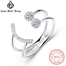 Resizable 925 Sterling Silver Ring Sparkling Cubic Zirconia Smile Face Design Adjustable Ring S925 Silver Jewelry (Lam Hub Fong)