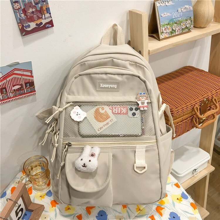 Japanese Fashion Backpack Women School Bags For Teenage Girls Multipockets Mesh Nylon Backpacks Mochila Feminina Bag Bolsa Mujer