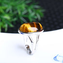 Real Natural Crystal Ring Yellow Tiger Eye Stone S925 Silver Mosaic Ring Men Women Crystal Rings Energy Stone Jewelry Wholesale